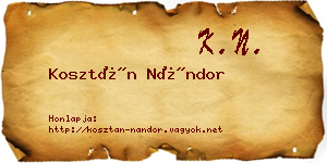 Kosztán Nándor névjegykártya